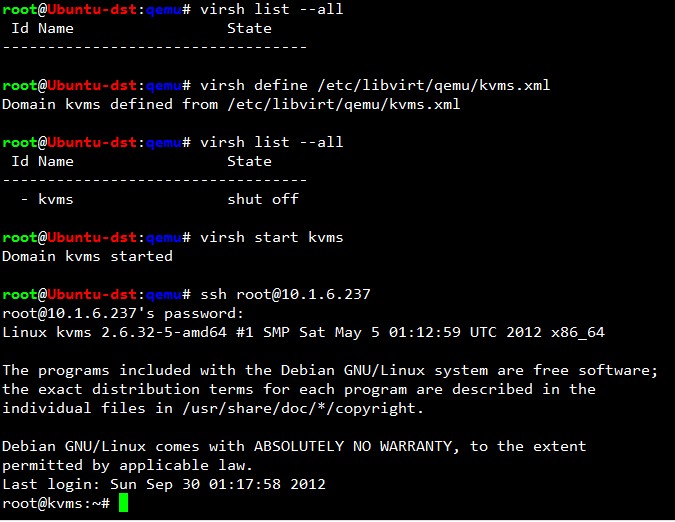 Ubuntu 12.04 KVM 之 VM 静态迁移 - 基于镜像 Ubuntu 12.04 KVM 之 VM 静态迁移 - 基于镜像