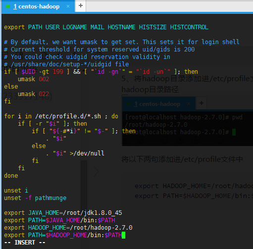 CentOS 配置 Hadoop 环境变量 CentOS 配置 Hadoop 环境变量