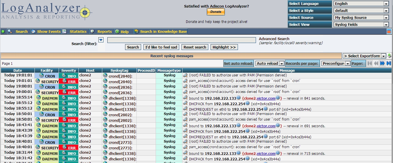 RPM 方式搭建的 LAMP+rsyslog+loganalyzer 以实现集中式日志管理系统