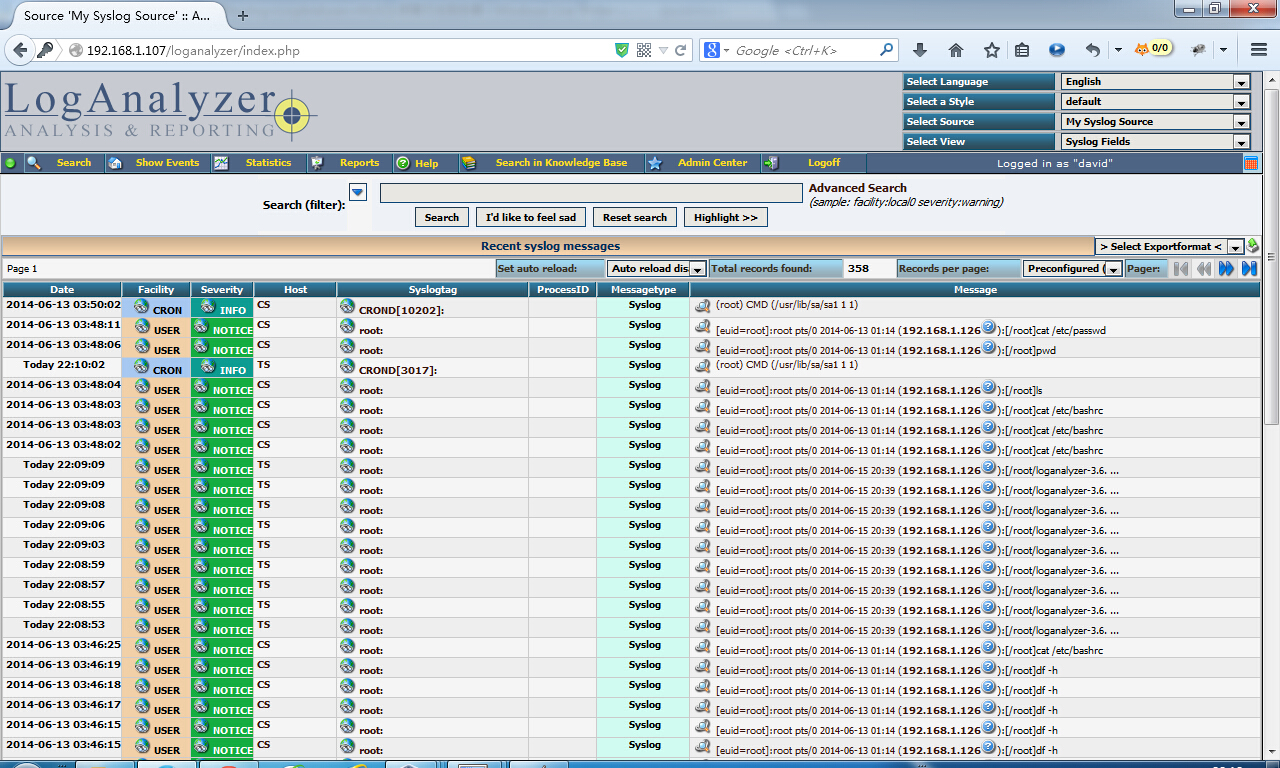 CentOS 6.5 下利用 Rsyslog+LogAnalyzer+MySQL 部署日志服务器 CentOS 6.5 下利用 Rsyslog+LogAnalyzer+MySQL 部署日志服务器