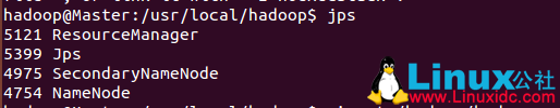 通过 jps 查看 Master 的 Hadoop 进程
