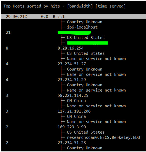 在 Linux 中以交互方式实时查看 Apache Web 访问统计