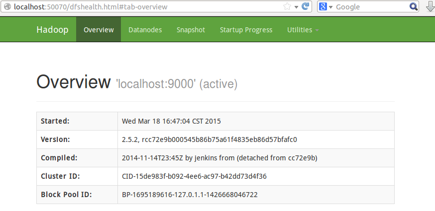 Ubuntu 14.04 安装 Hadoop2.5.2(伪分布模式) Ubuntu 14.04 安装 Hadoop2.5.2(伪分布模式)