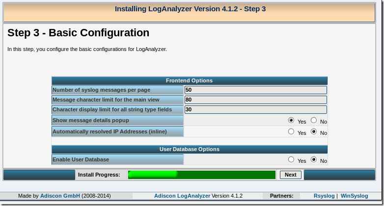 通过 webGUI 展示日志信息 (LogAnalyzer)