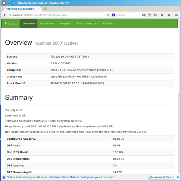 Ubuntu 14.04 下安装 Hadoop2.4.0(伪分布模式) Ubuntu 14.04 下安装 Hadoop2.4.0(伪分布模式)