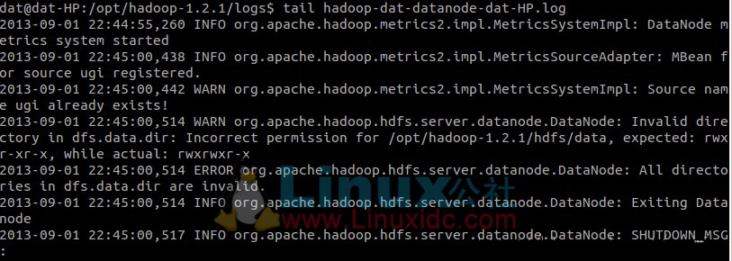 Ubuntu 下 Hadoop 1.2.1 配置安装