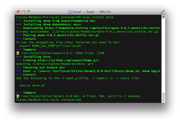在 Mac OS X Yosemite 10.10.3 中搭建第一个 ASP.NET 5 Web 项目 在 Mac OS X Yosemite 10.10.3 中搭建第一个 ASP.NET 5 Web 项目