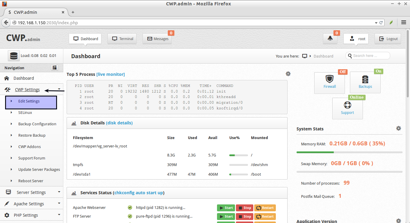 如何在 CentOS 上面安装“CentOS 网页面板”