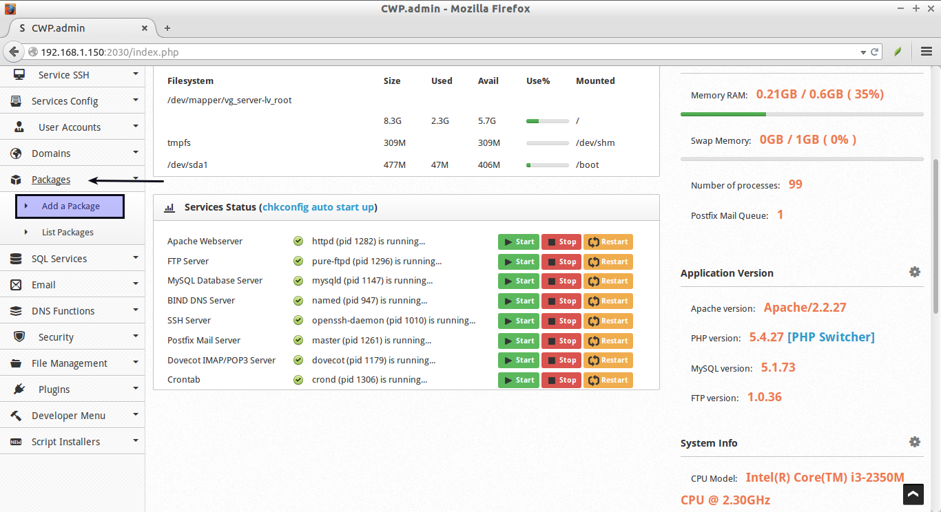 如何在 CentOS 上面安装“CentOS 网页面板”