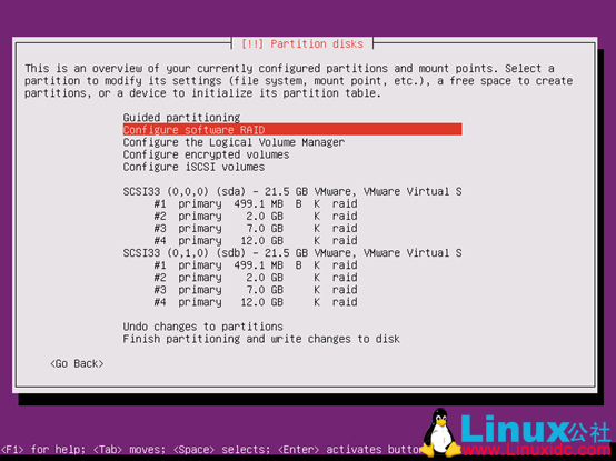Ubuntu Server 16.04 安装并用两块硬盘做 RAID1 Ubuntu Server 16.04 安装并用两块硬盘做 RAID1