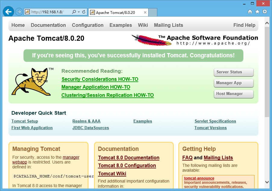 Linux/CentOS7.0 下安装配置 Tomcat8.0 Linux/CentOS7.0 下安装配置 Tomcat8.0