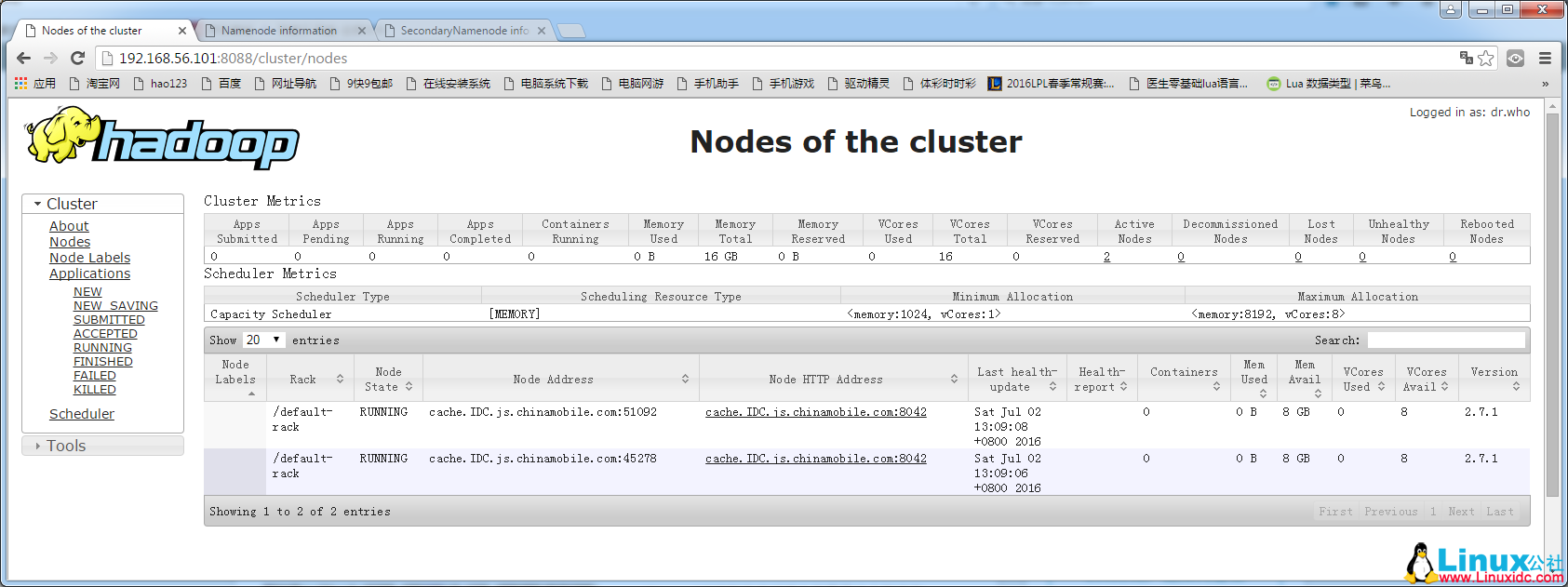 Hadoop2.7.1 集群搭建记录 Hadoop2.7.1 集群搭建记录