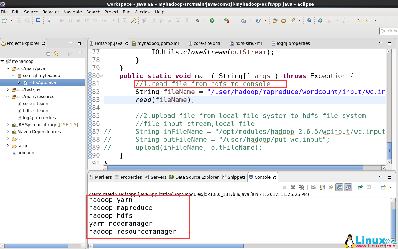 HDFS Java API 的使用实例 HDFS Java API 的使用实例