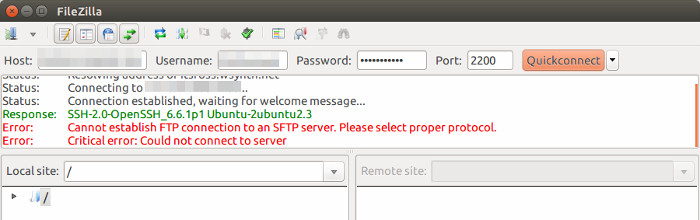 错误:无法与 SFTP 服务器建立 FTP 连接 错误:无法与 SFTP 服务器建立 FTP 连接