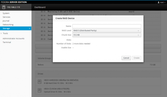Fedora 23 Server 管理控制面板 Cockpit 截图欣赏 Fedora 23 Server 管理控制面板 Cockpit 截图欣赏