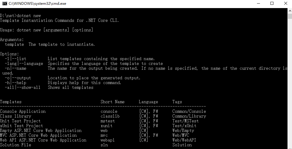 dotnet new 命令使用模板生成 Angular 应用 dotnet new 命令使用模板生成 Angular 应用