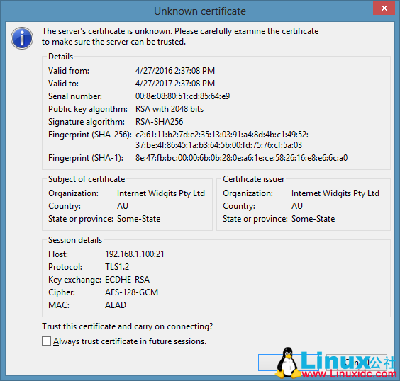Ubuntu 16.04 安装 ProFTPd（TLS）