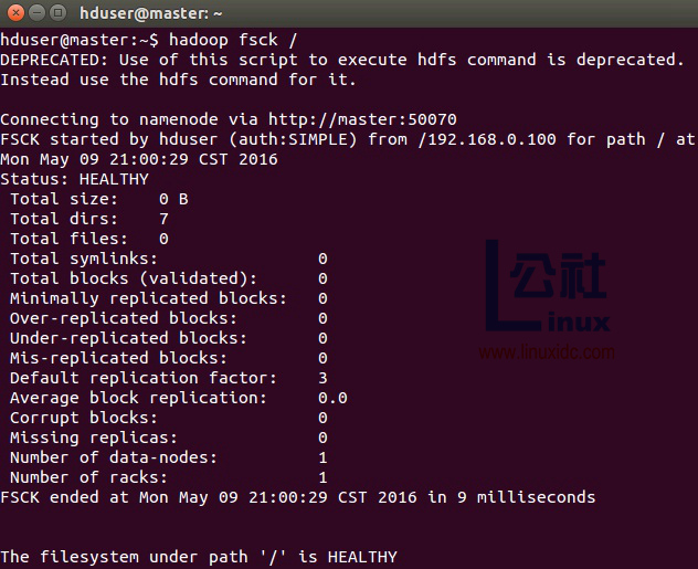 Hadoop 里的 fsck 命令 Hadoop 里的 fsck 命令