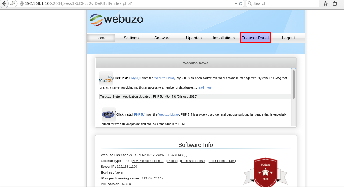 在 Ubuntu 15.04 上安装 Webuzo 控制面板 在 Ubuntu 15.04 上安装 Webuzo 控制面板
