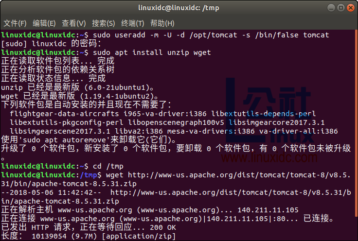 如何在 Ubuntu 18.04 上安装 Tomcat 8.5.31 如何在 Ubuntu 18.04 上安装 Tomcat 8.5.31