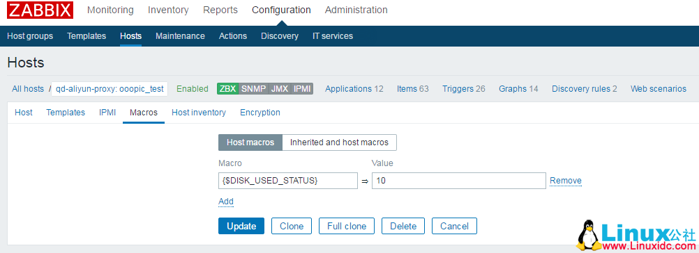 Zabbix 针对特定主机定义监控阈值 Zabbix 针对特定主机定义监控阈值
