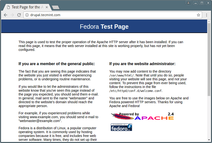 在 RHEL、CentOS 及 Fedora 上安装 Drupal 8 在 RHEL、CentOS 及 Fedora 上安装 Drupal 8