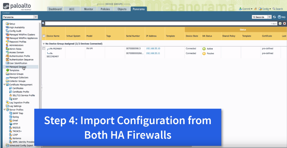 迁移 PaloAlto HA 高可用防火墙到 Panorama 迁移 PaloAlto HA 高可用防火墙到 Panorama