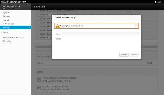 Fedora 23 Server 管理控制面板 Cockpit 截图欣赏 Fedora 23 Server 管理控制面板 Cockpit 截图欣赏