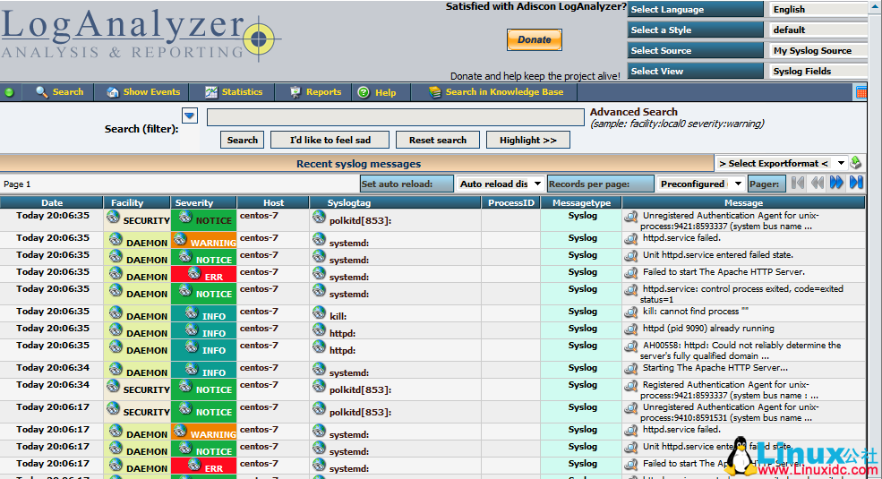 Rsyslog 日志收集服务并结合 Loganalyzer 工具展示 Rsyslog 日志收集服务并结合 Loganalyzer 工具展示