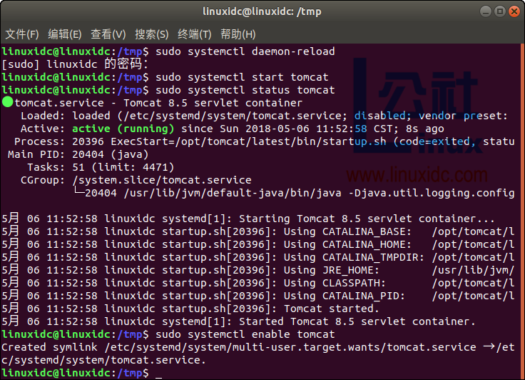 如何在 Ubuntu 18.04 上安装 Tomcat 8.5.31 如何在 Ubuntu 18.04 上安装 Tomcat 8.5.31