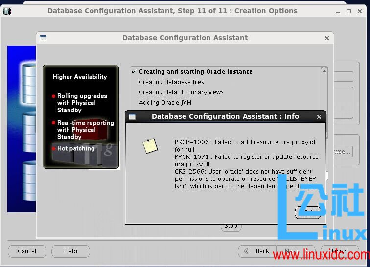 Oracle 11g R2 RAC DBCA 新建实例报错解决