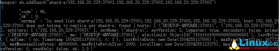 MongoDB 3.4 分片 由副本集组成