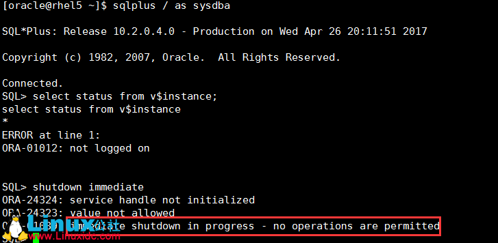 Oracle 关闭 (shutdown immediate) 时 hang 住