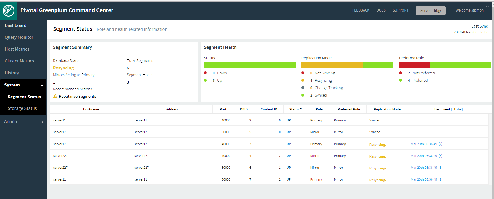 GreenPlum 数据库故障恢复测试 GreenPlum 数据库故障恢复测试