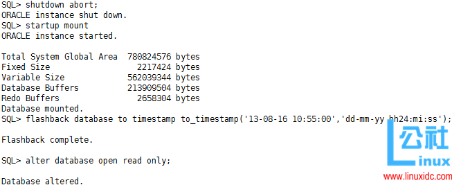 Oracle 闪回技术之闪回数据库