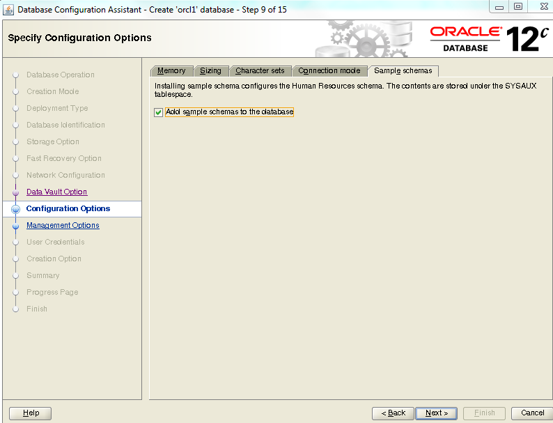 Oracle 12.2 安装示例 schema