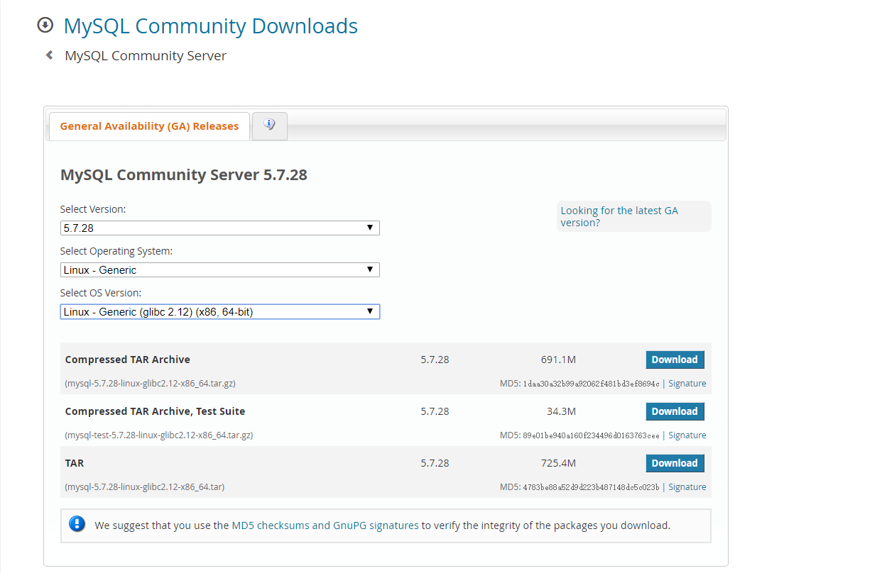CentOS 7.4 下 MySQL5.7.28 二进制方式安装