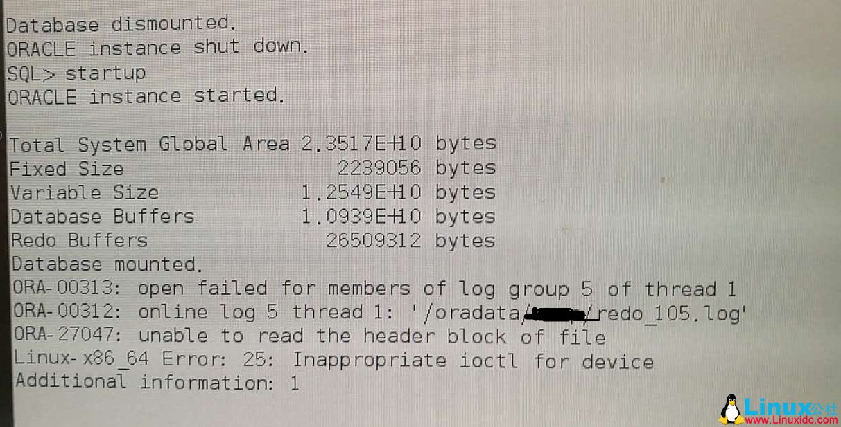 Oracle 在线 redo log 文件丢失后的恢复