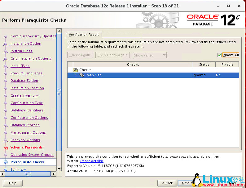 Oracle Linux 7.4 安装 Oracle 12C