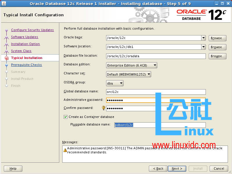 红帽企业 Linux5 下 Oracle 12C 安装手册