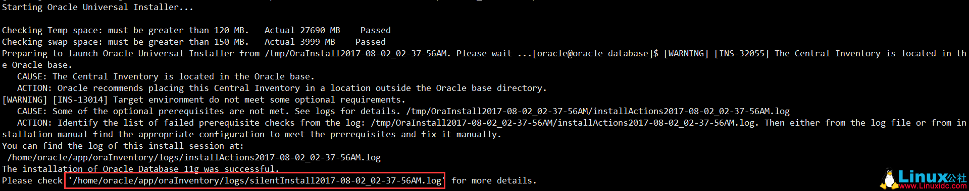 CentOS 6.9 下 Oracle 11gR2 静默安装单实例（待优化版）