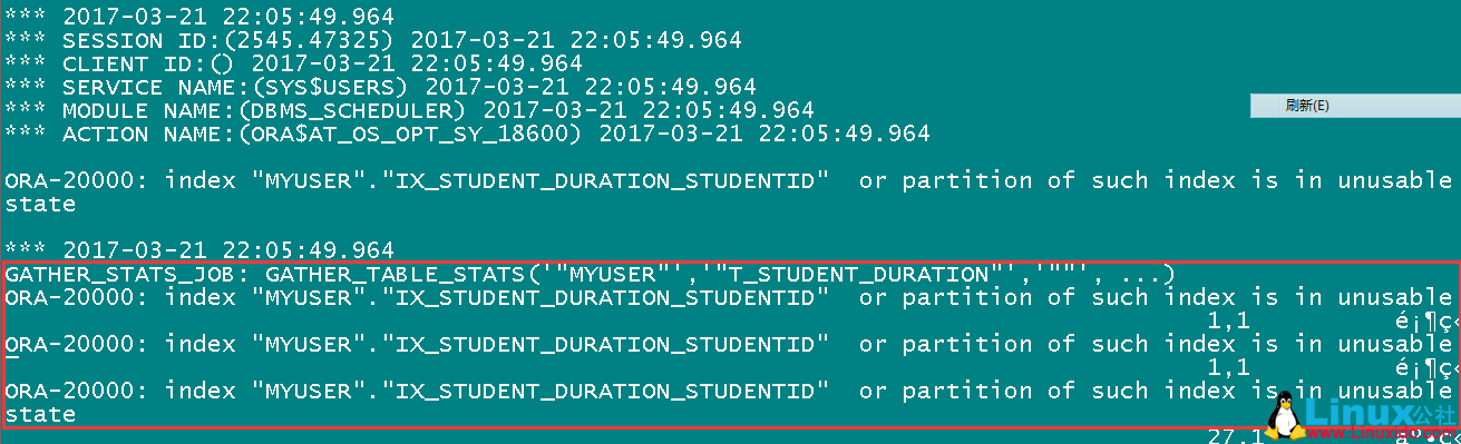 ORA-20000 无效索引故障解决方案 ORA-20000 无效索引故障解决方案