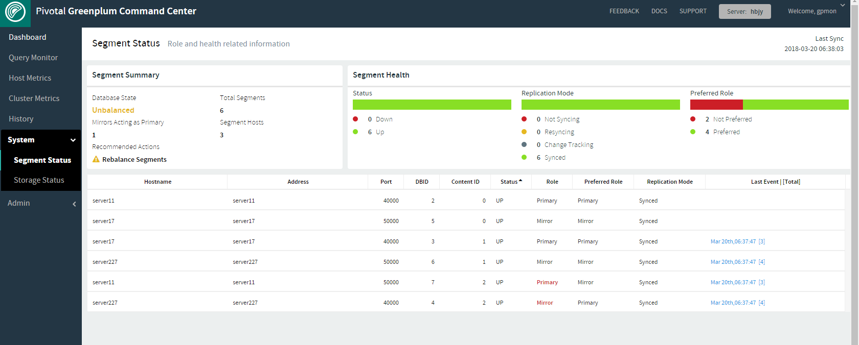 GreenPlum 数据库故障恢复测试 GreenPlum 数据库故障恢复测试