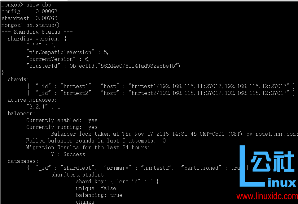MongoDB 3 分片部署及故障模拟验证