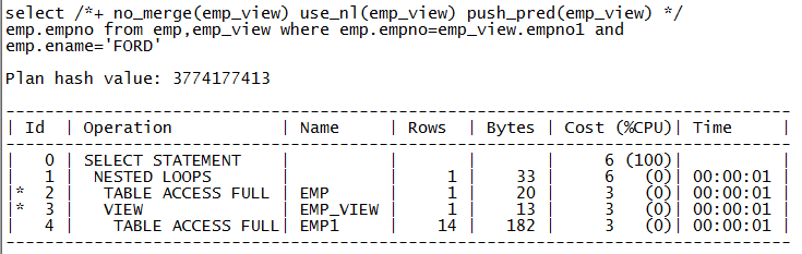 Oracle 查询转换之连接谓词推入