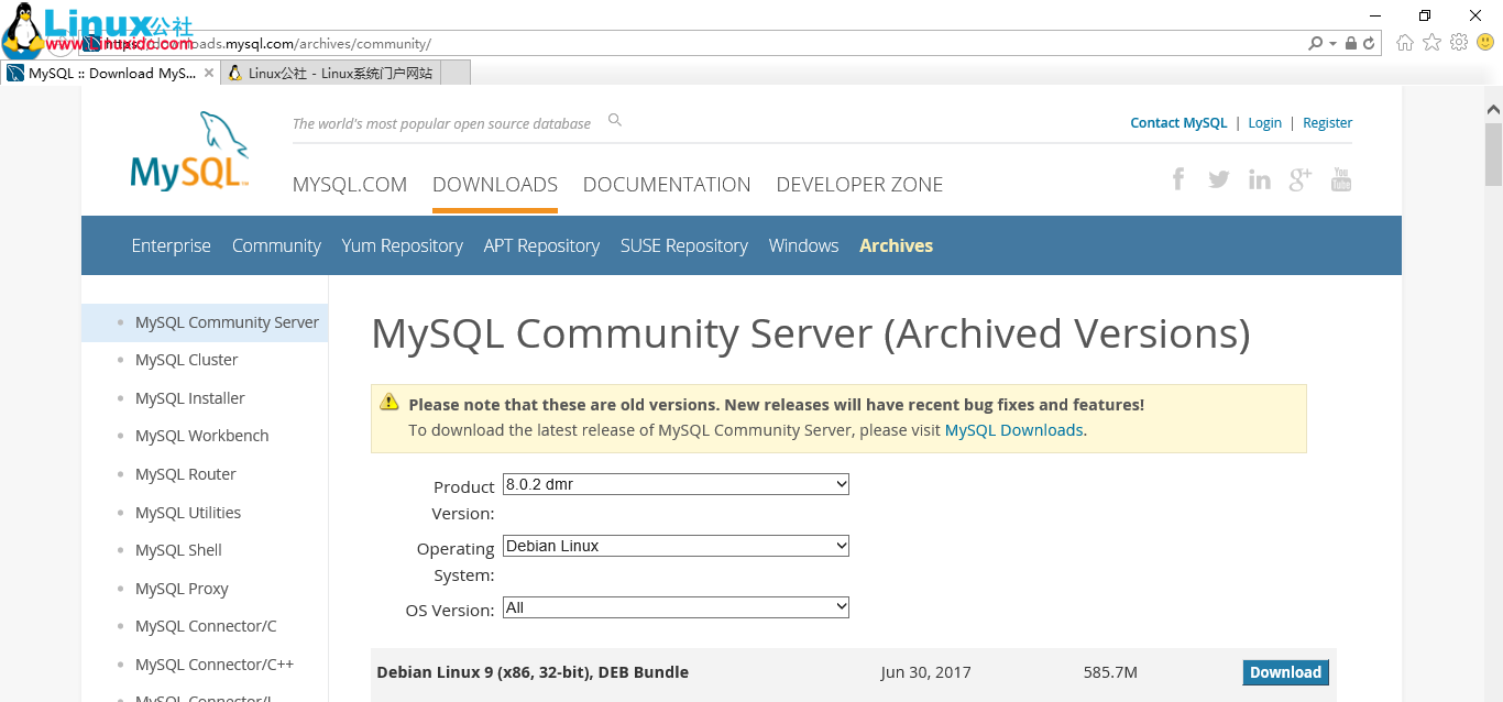 如何下载 MySQL 历史版本
