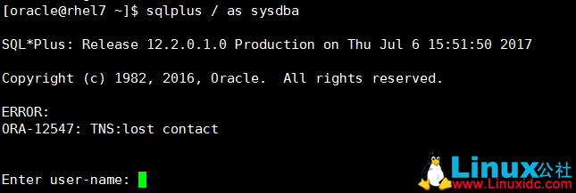 ORA-12547: TNS:lost contact 报错的处理方法