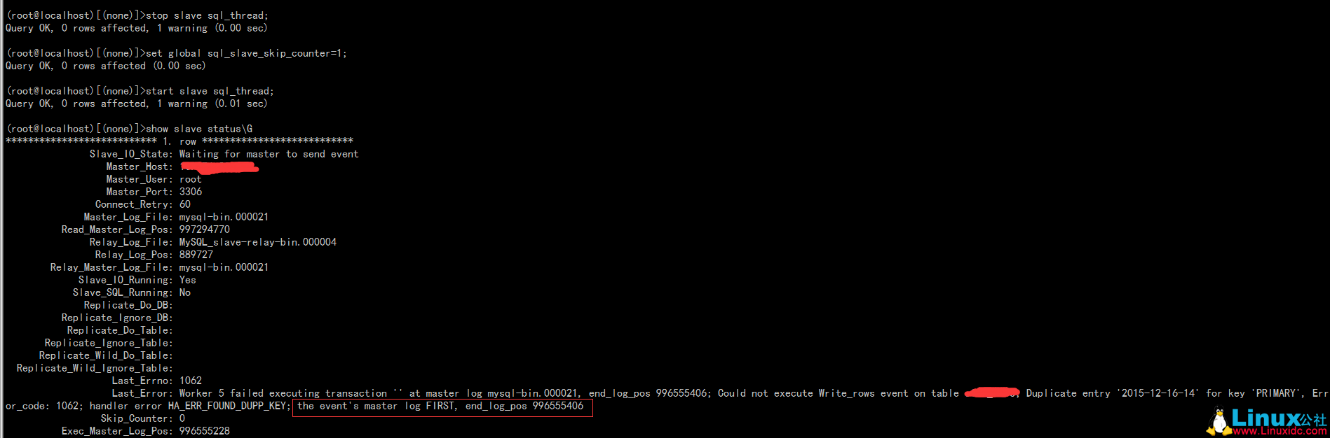 线上 Slave 报 1062 的案例