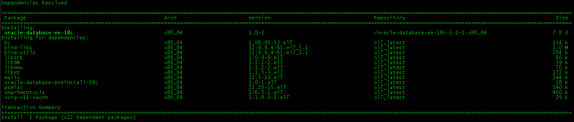 使用 RPM 软件包安装 Oracle Database 18c 使用 RPM 软件包安装 Oracle Database 18c