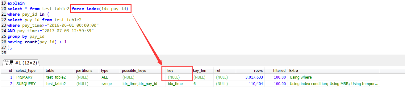 MySQL 中 IN 子查询会导致无法使用索引